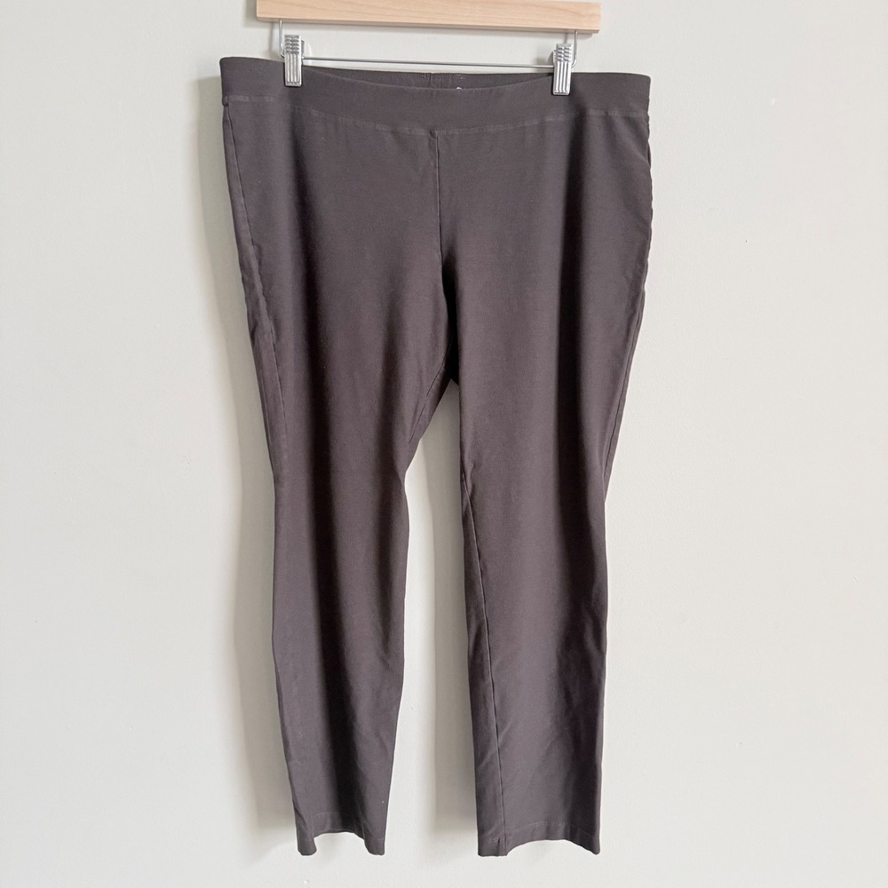 Eileen Fisher Womens Brown Viscose Stretch Jersey Pull On Leggings Size L